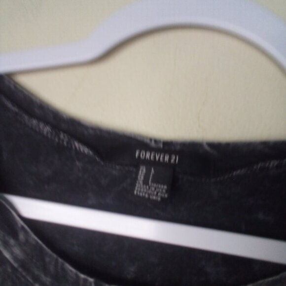 Forever 21 Shirt Juniors L Sleeveless Long Fringe Hem Black Gray - Picture 8 of 12